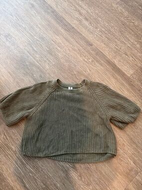 Arket Olive Green Knit Short-Sleeve Sweater